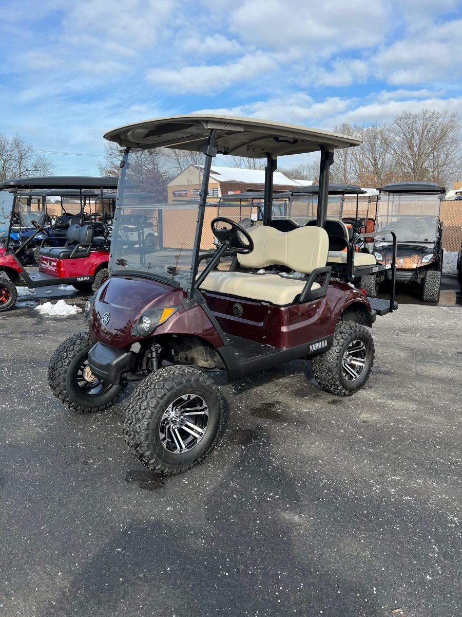 2017 Yamaha Drive2 48 volt custom electric golf cart, 6″ lift, Black Cherry Metallic For Sale