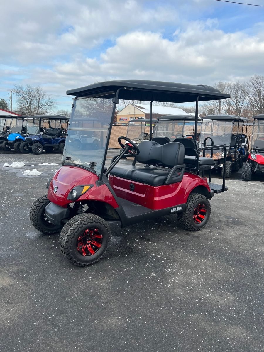 2017 Yamaha Drive2 48 volt custom electric golf cart, 3″ lift, Candy Red For Sale