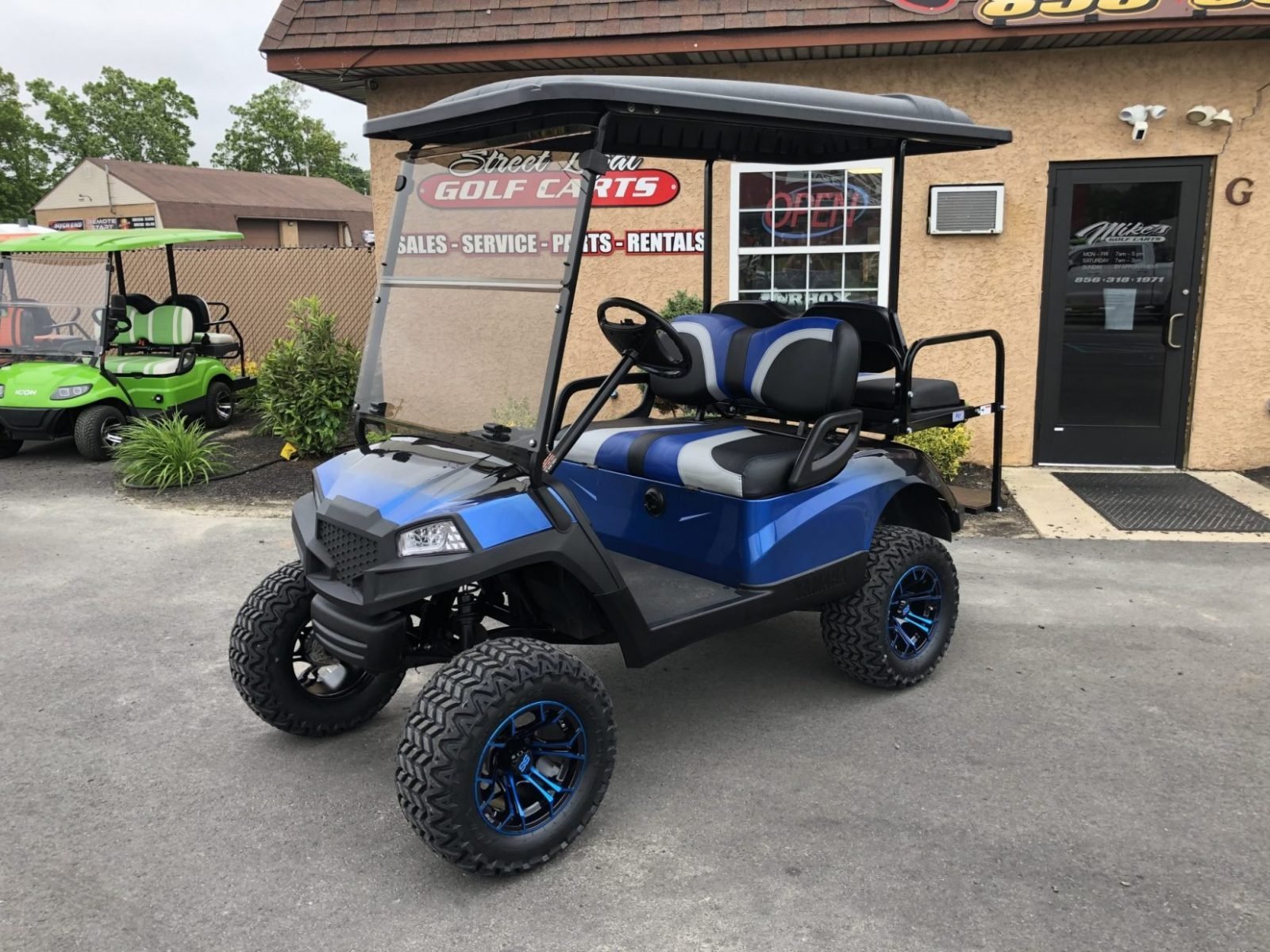 2016 Yamaha Drive 48 volt electric custom golf cart, 6″ lift, HAVOC Off road Blue/Black fade For Sale