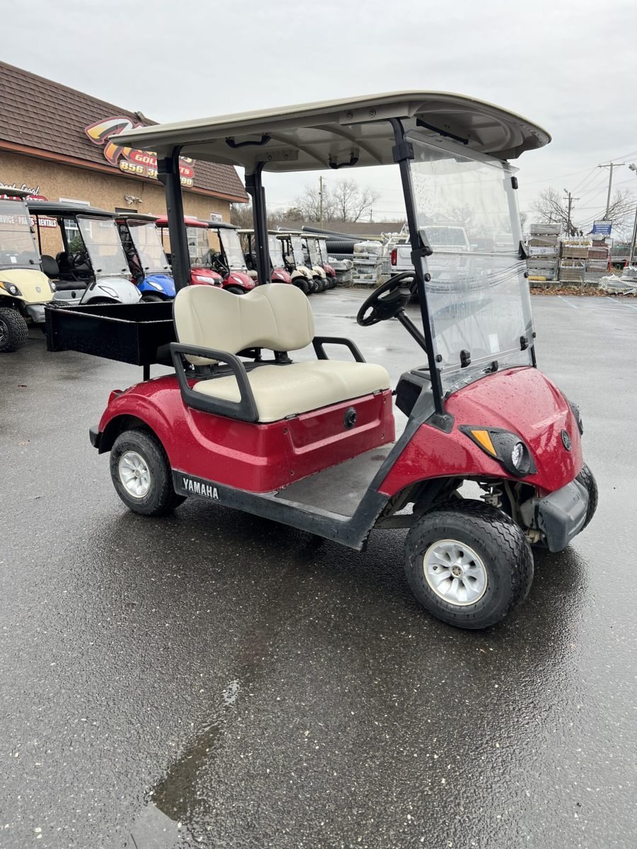 2018 Yamaha Drive2 48 volt electric golf cart, Garnet Burgundy, Steel Utility Bin For Sale