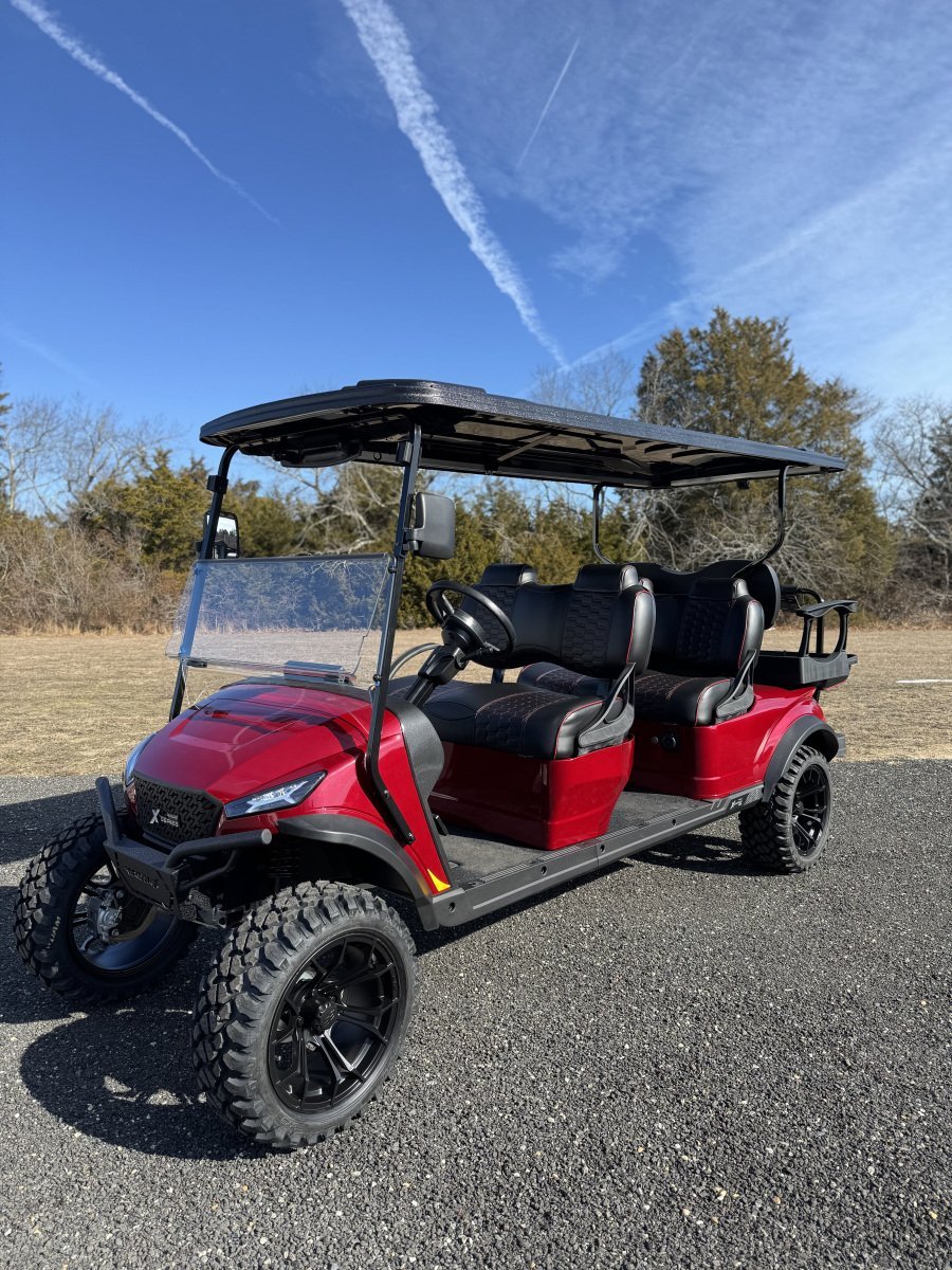 2025 New Madjax X6L Cherry Red Metallic Lithium 48 volt Low Speed Vehicle LSV street legal cart For Sale