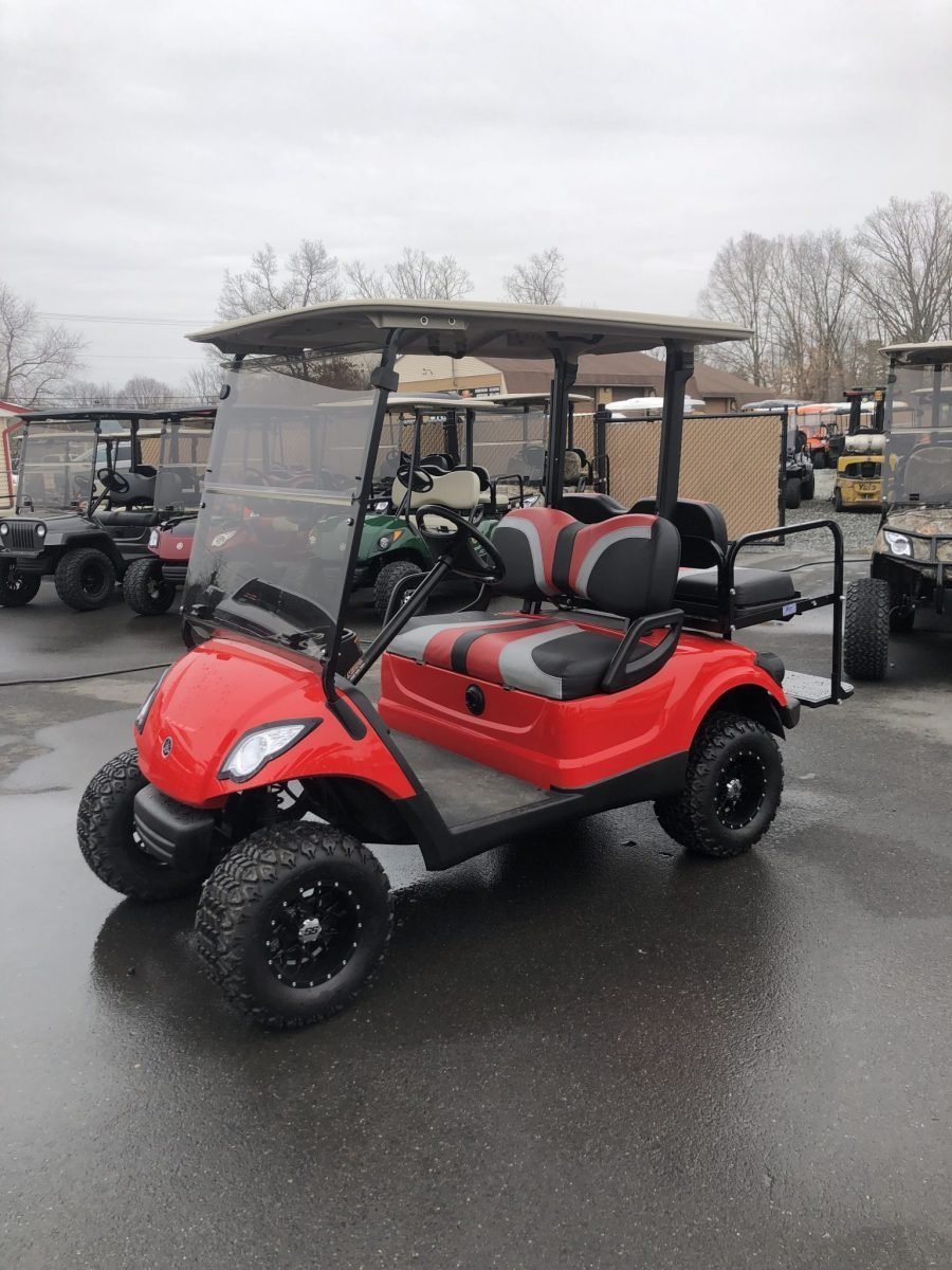 2016 Yamaha Drive 48 volt custom electric golf cart, 3″ lift, Bright Torch Red For Sale