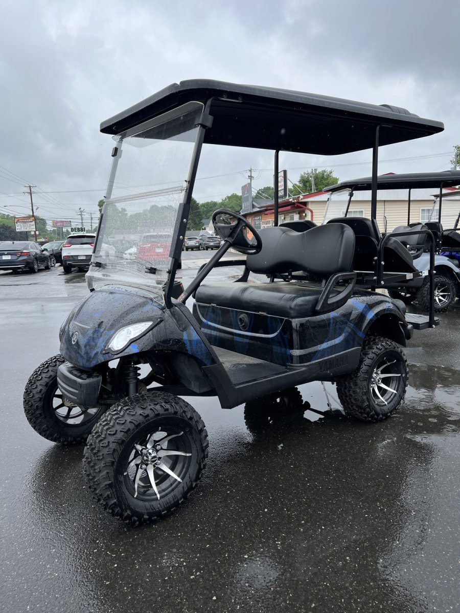 2015 Yamaha Drive 48 volt electric custom golf cart, 6″ lift, Blue/Black Airbrush For Sale