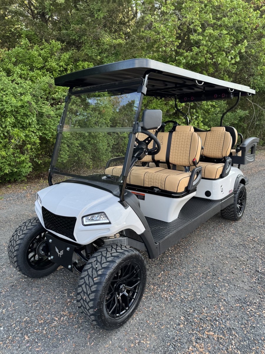 2025 New Honor LSV 6″ Pearl White Metallic 48 volt Aluminum Low Speed Vehicle LSV street legal cart, Premium Edition, Soundbar, Subwoofer! For Sale