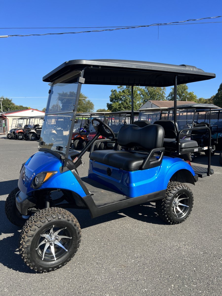 2017 Yamaha Drive2 48 volt electric custom golf cart 6″ lift, Electric Blue Metallic For Sale